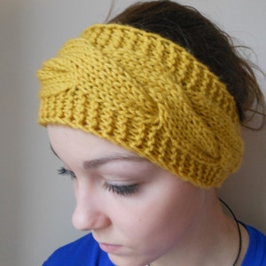 Knit Headband Ear Warmer Head Warmer Mustard Yellow image 2