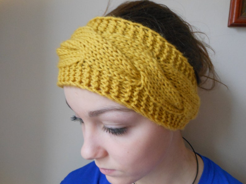 Knit Headband Ear Warmer Head Warmer Mustard Yellow image 2