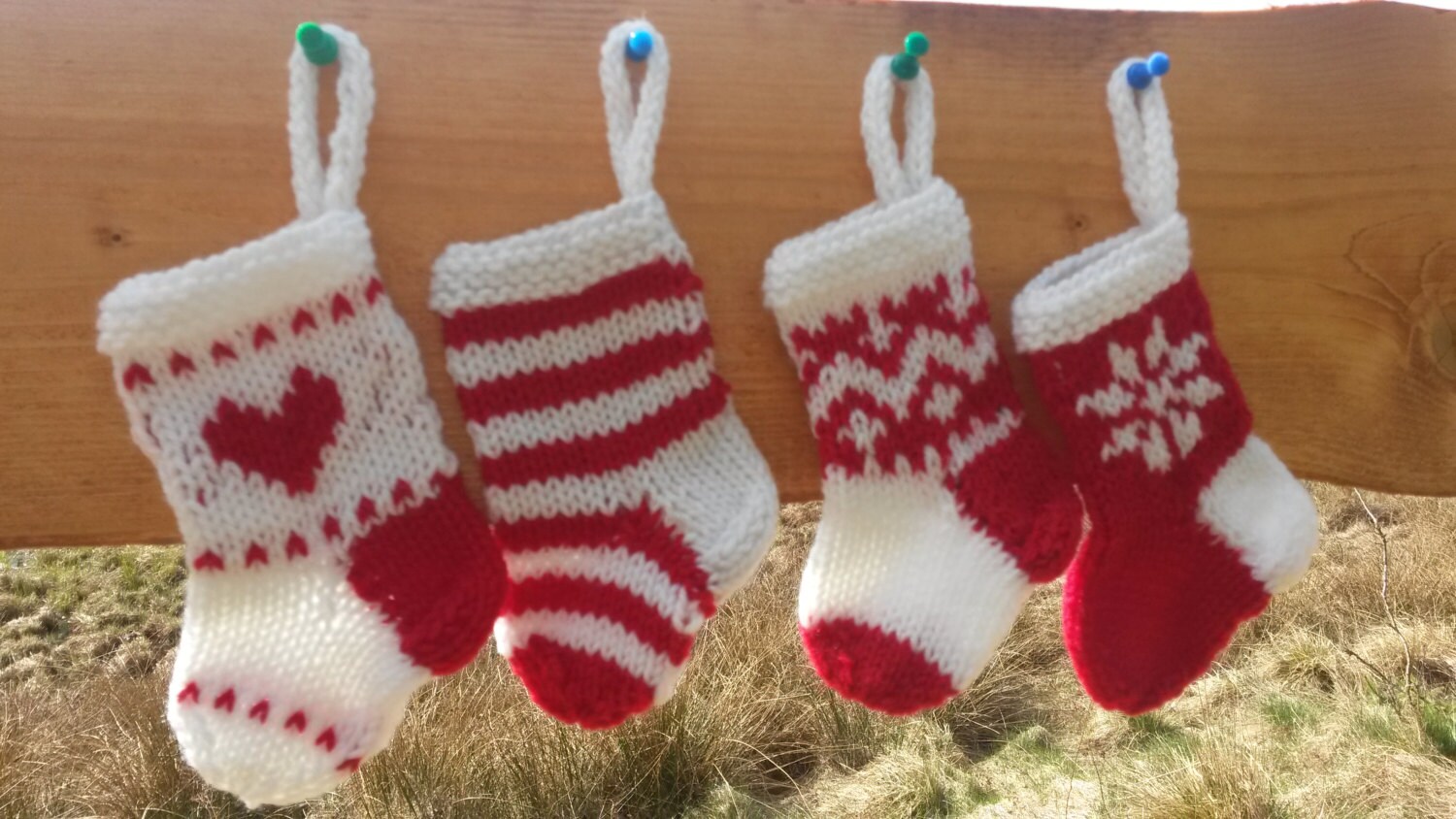 Mini Christmas Stockings Hand Knitted Set of 4 Christmas Gift Etsy