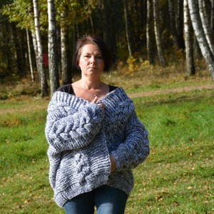 Oversized Hand Knit Cardigan,Bomber, Chunky Sweater, Open Style Cardigan, Chunky Jacket, Sweater Women's Cozy image 1