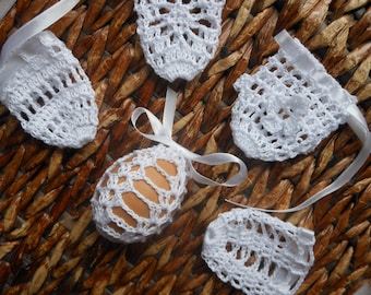 Crochet Easter Egg Cover, Set of 5 Hand Crocheted Easter Eggs Easter Decoration White