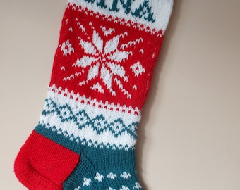 Personalized Christmas Stocking Hand Knitted  Christmas Gift Christmas Decoration