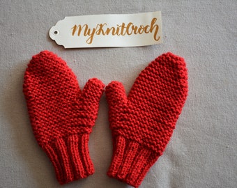 Hand Knitted Mittens  Gloves  Women's Mittens Red Mittens Christmas Gift