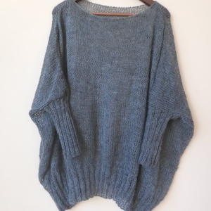 Oversized Plus Size Hand Knit Sweater Tunic Loose Knit Women's Sweater image 1