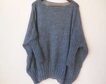 Oversize Plus Size Ręcznie Robiony Sweter Tunika Luźny Dzianinowy Sweter Damski