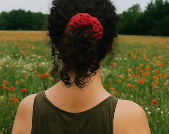 Handmade Crochet Scrunchie – 100% Cotton Hair Tie or Bracelet / Eco-Friendly Hair Accessory / Sustainable Gift