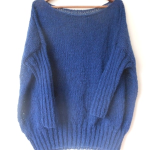 Oversized Plus Size Hand Knit Sweater Tunic Loose Knit Women's Sweater Navy Blue