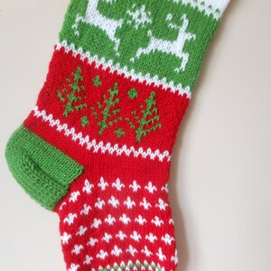 Personalized Christmas Stocking Hand Knitted With Reindeer Christmas Gift Christmas Decoration image 4