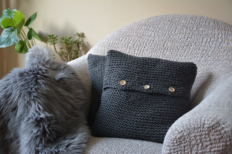 Chunky Knit Pillow Cover Pillow Gray Knit Pillow Cushion Etsy