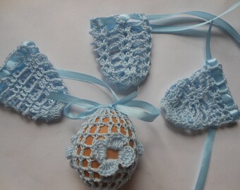 Crochet Easter Egg Cover, Set of 4 Hand Crocheted Easter Eggs Easter Decoration Blue