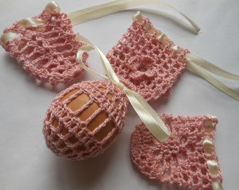 Crochet Easter Egg Cover Cozy, Set of 4 Hand Crocheted Easter Eggs Easter Decoration Pink