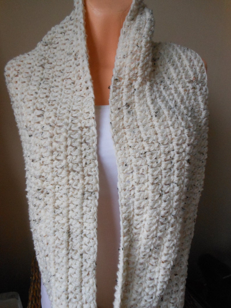 Hand Crocheted Infinity Scarf, Cowl, Neck Warmer Oatmeal, Wool Chunky Wrap image 3