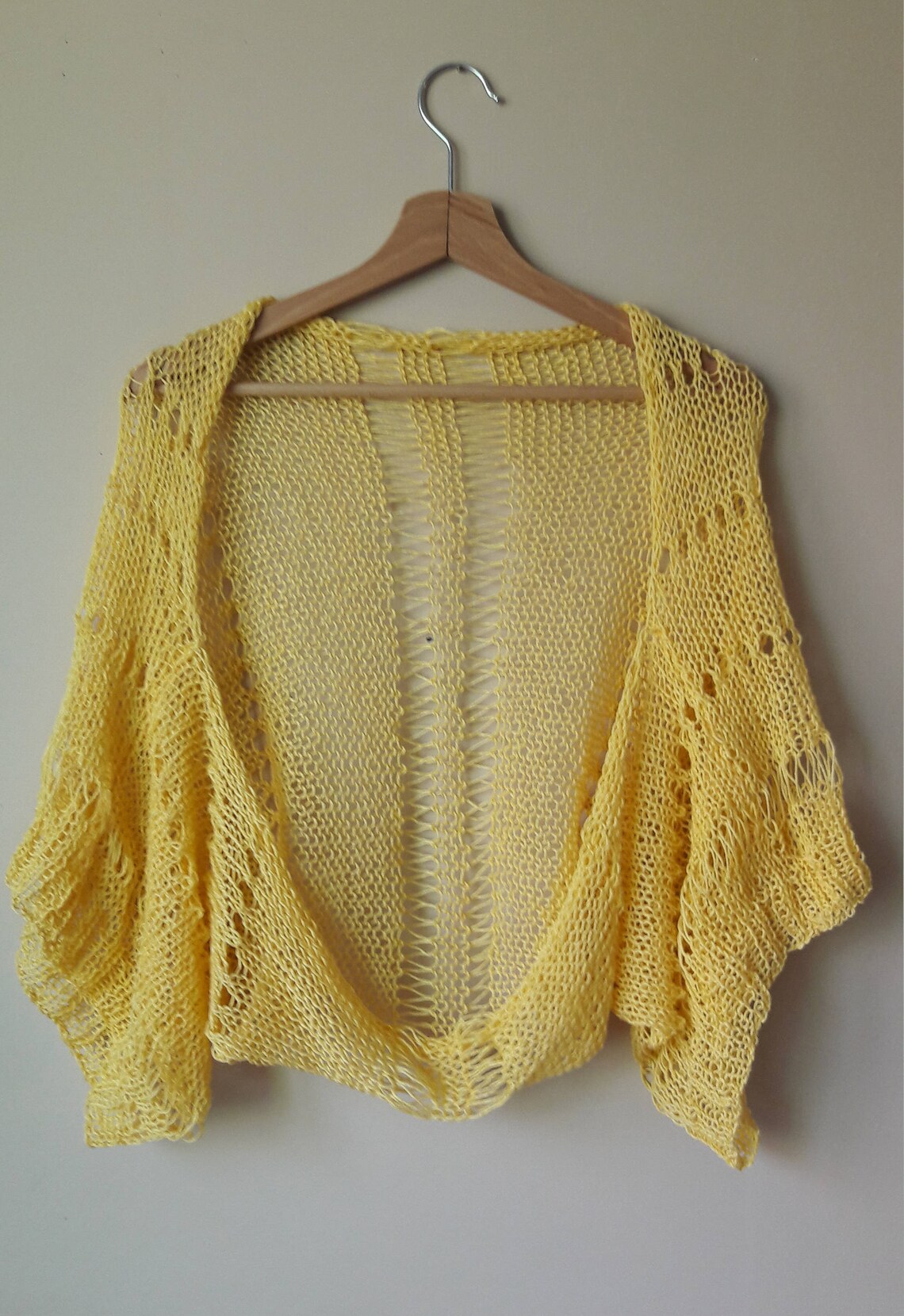 Hand Knitted Shrug Bolero Summer Shrug Lace Knitted Yellow Etsy