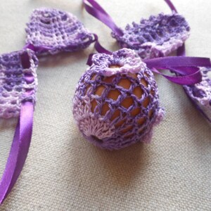 Crochet Easter Egg Cover, Set of 5 Hand Crocheted Easter Eggs Easter Decoration Purple image 2