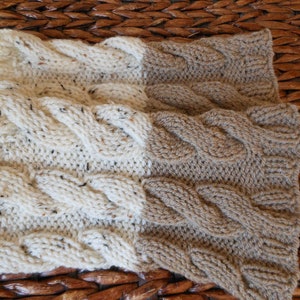 Hand Knitted Boot Cuffs Leg Warmers 2in1 Cream Tweed and Beige image 4