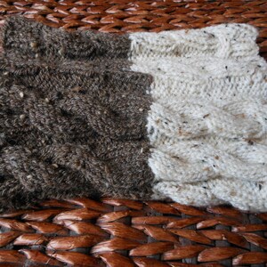 Hand Knitted Boot Cuffs Leg Warmers 2in1 Cream and Brown Tweed image 3