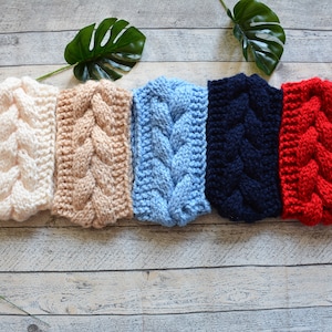 Knit Cable Headband  Ear Warmer Head Warmer Cream, Baby Blue, Navy Blue, Beige, Red