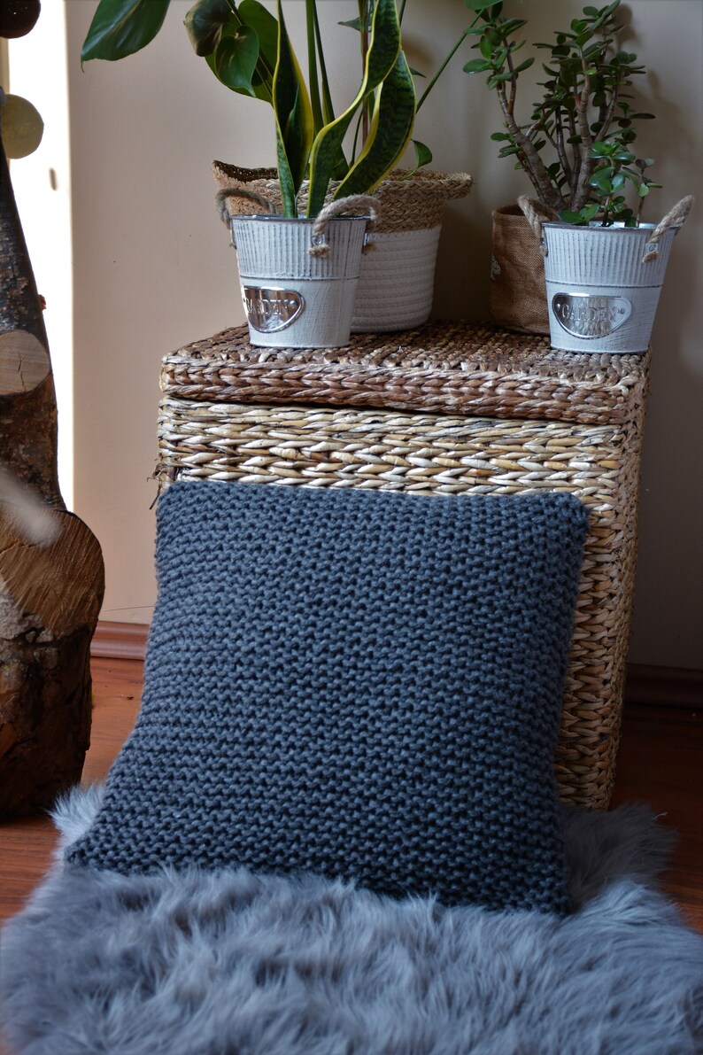 Chunky Knit Pillow Cover Pillow Gray Knit Pillow Cushion Etsy