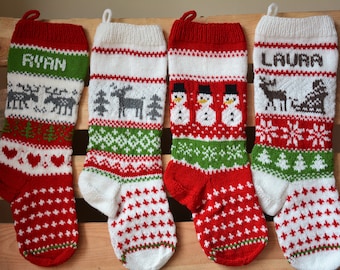 Personalisierter Weihnachtsstrumpf Hand gestrickt Weihnachtsgeschenk Weihnachtsdekoration