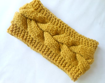 Knit Headband  Ear Warmer Head Warmer Mustard Yellow