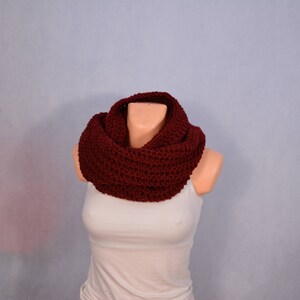 Crochet Infinity Scarf Cowl Neck Warmer Burgundy Choose Your Color image 4