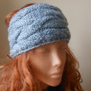 Cable Hand Knit Headband Ear Warmer Head Warmer Gray Choose Color image 3