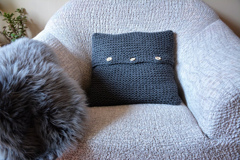 Chunky Knit Pillow Cover Pillow Gray Knit Pillow Cushion Etsy