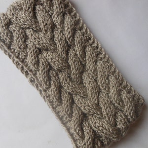 Cable Hand Knit Headband Ear Warmer Head Warmer Beige/Gray Choose Color image 1