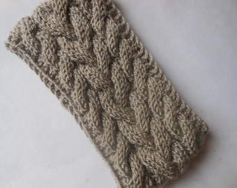 Cable Hand Knit Headband  Ear Warmer Head Warmer Beige/Gray Choose Color