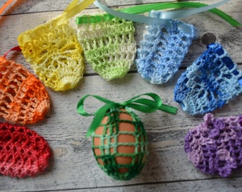 Crochet Easter Egg Cover, Set of 8 Hand Crocheted Easter Eggs Easter Decoration Rainbow Colors