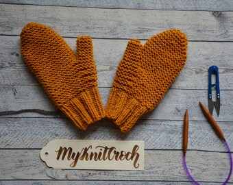 Hand Knitted Mittens  Gloves  Women's Mittens Yellow Mittens Christmas Gift