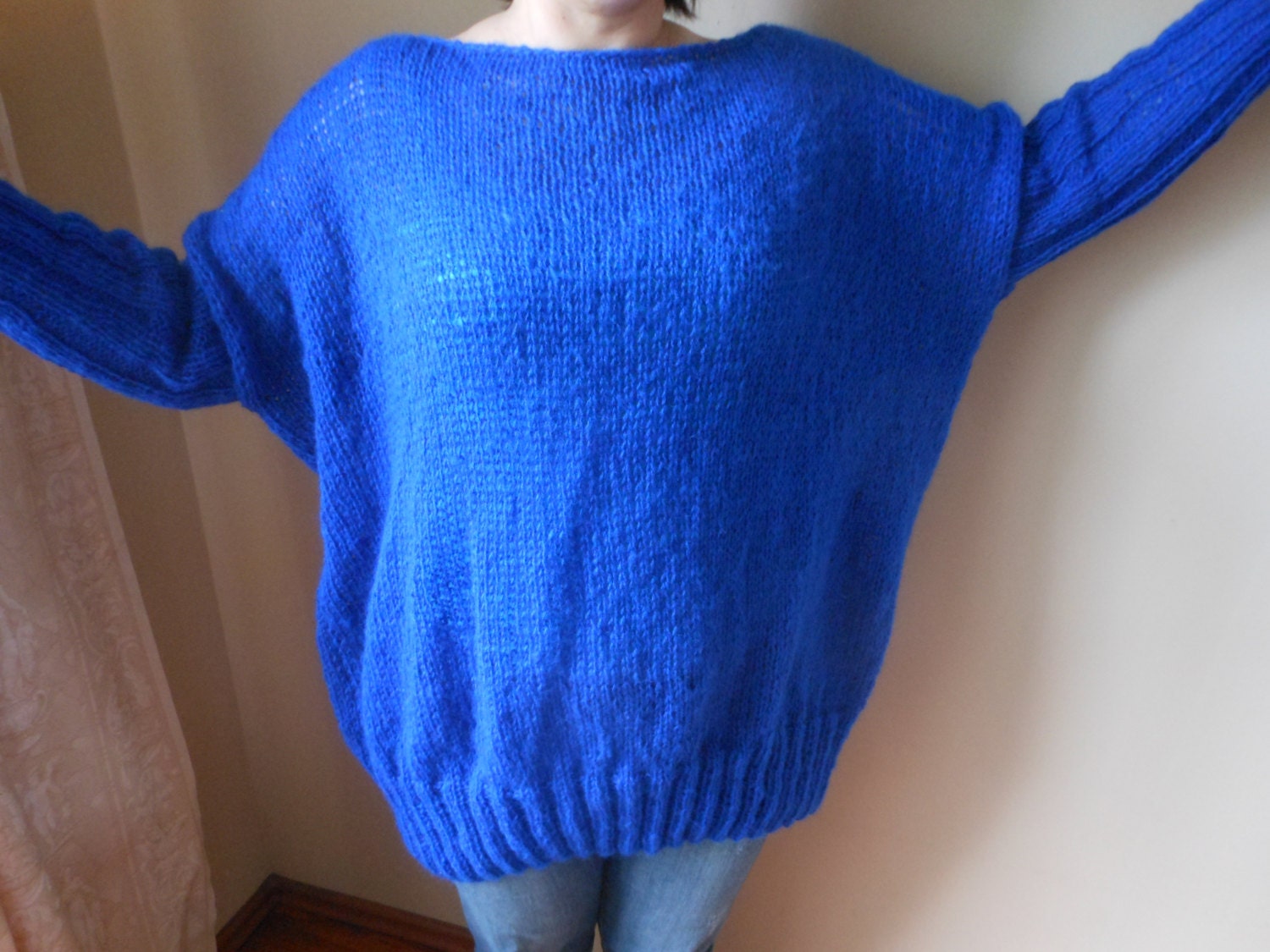 Oversized Plus Size Hand Knit Sweater Tunic Loose Knit Women s Sweater