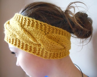 Knit Headband  Ear Warmer Head Warmer Mustard Yellow