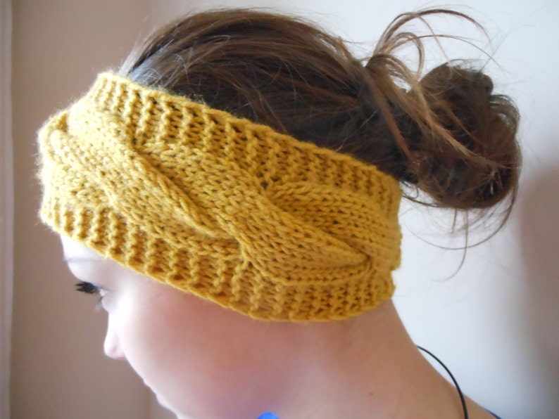 Knit Headband Ear Warmer Head Warmer Mustard Yellow image 1