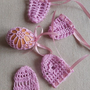 Crochet Easter Egg Cover, Set of 5 Hand Crocheted Easter Eggs Easter Decoration Pink image 5