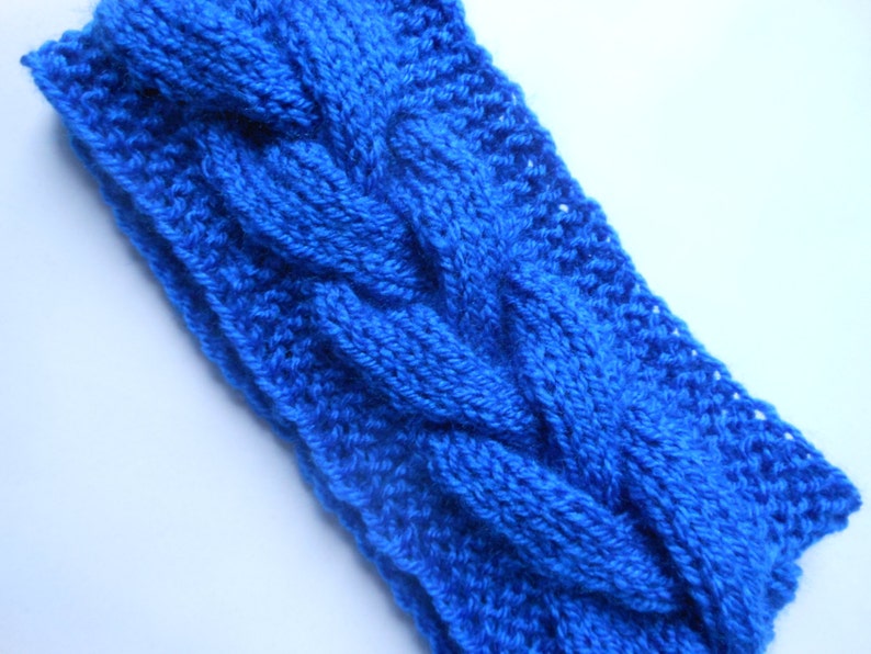 Knit Cable Headband Ear Warmer Head Warmer Cobalt Choose Color image 2