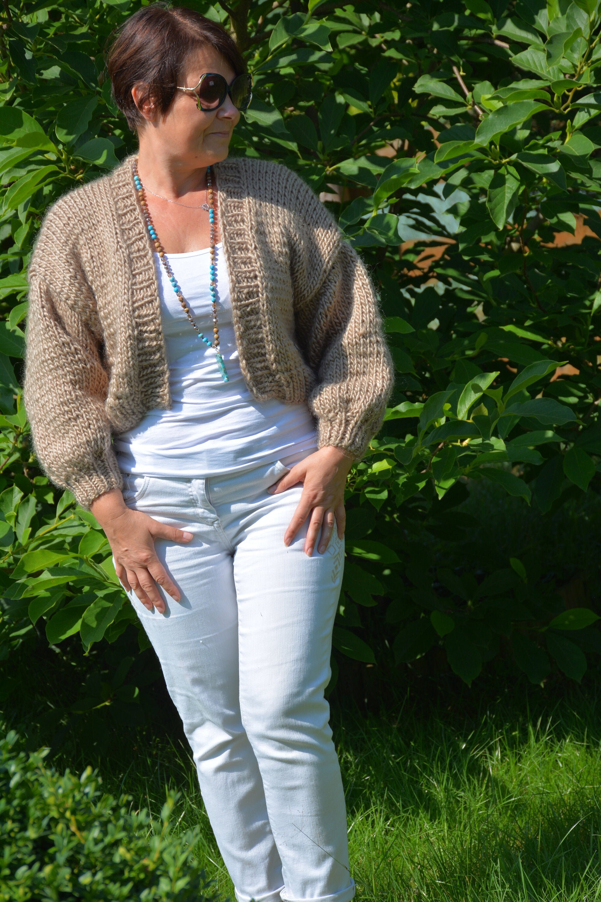 Chellysun oversize top chunky knit cardigan