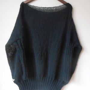 Oversizowy sweter z dzianiny plus size Tunika Loose Knit Damski sweter czarny image 5
