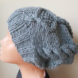Hand gebreide Slouchy muts Hat acryl grijs