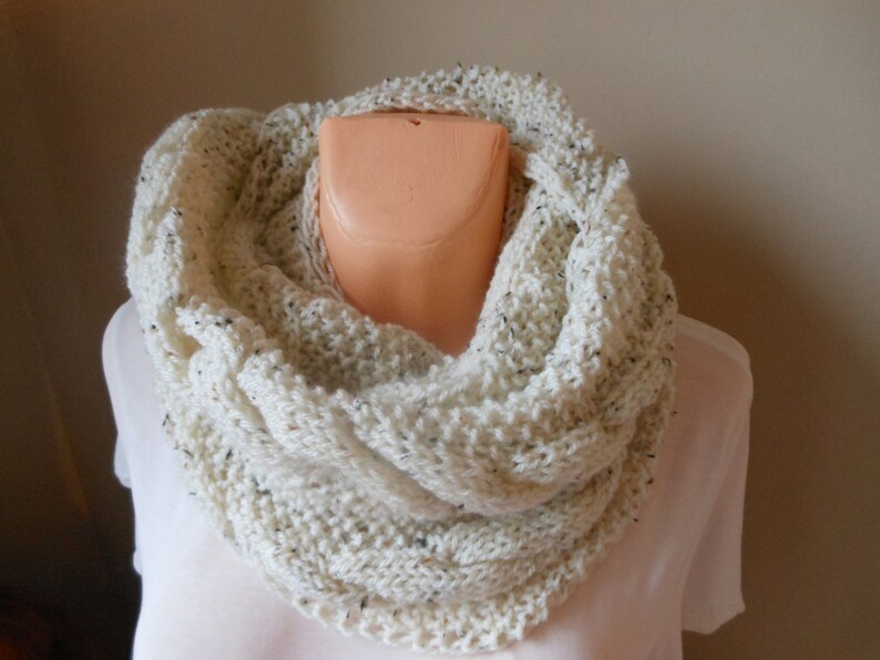 Cable Knit Infinity Scarf Cowl Neck Warmer Circle Scarf Knit Etsy
