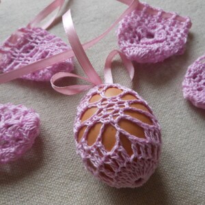 Crochet Easter Egg Cover, Set of 5 Hand Crocheted Easter Eggs Easter Decoration Pink image 4