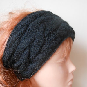 Cable Hand Knit Headband, Ear Warmer, Head Warmer Black, Boho Headband, Headband for Women, Girls Headband, Knitted Headband, Band Turban image 2