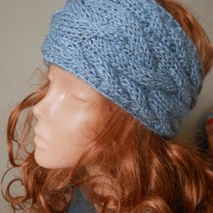 Cable Hand Knit Headband Ear Warmer Head Warmer Gray Choose Color image 2