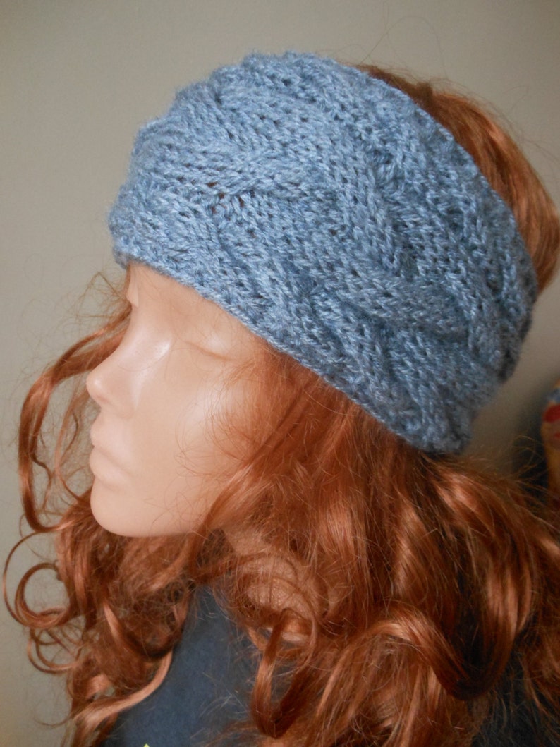 Cable Hand Knit Headband Ear Warmer Head Warmer Gray Choose Color image 2