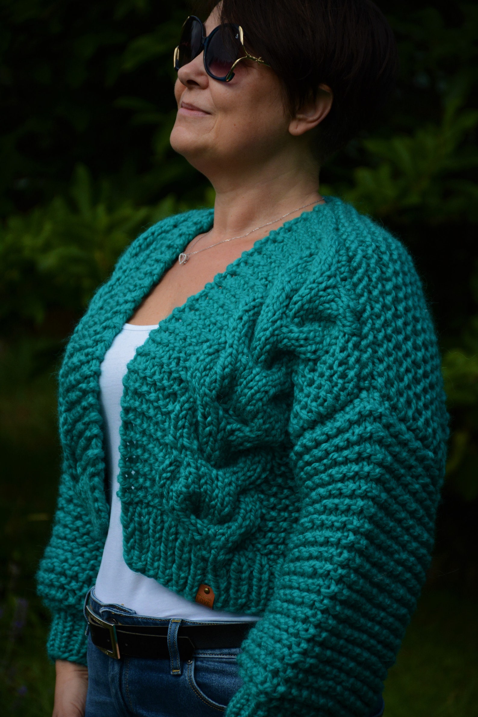 Chunky Knit Cardigan Cropped Chunky Sweater Oversized Hand Cable