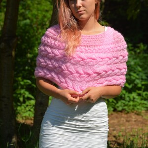 Cable Knitted Shawl Capelet Wedding Shrug Poncho Neck Warmer - Etsy