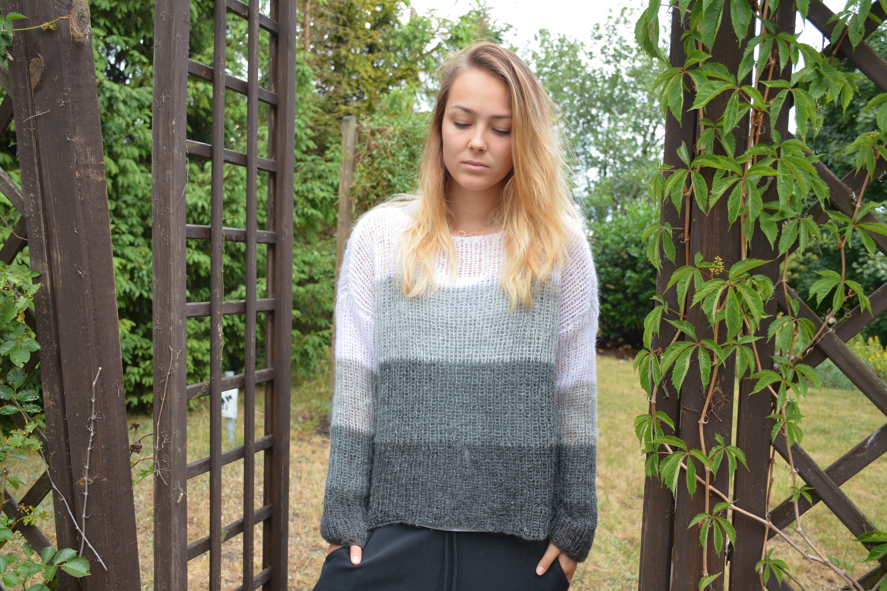 Hand Knit Mohair Sweater Fluffy Tunic 
