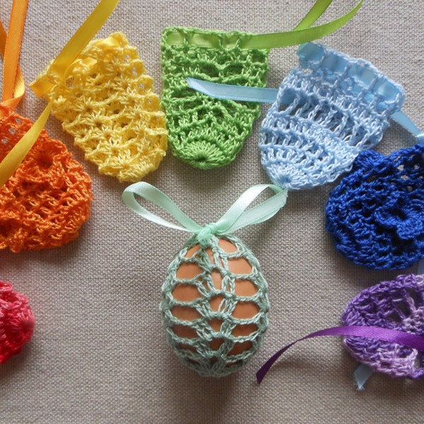 Crochet Easter Egg Cover, Set of 8 Hand Crocheted Easter Eggs Easter Decoration Rainbow Colors