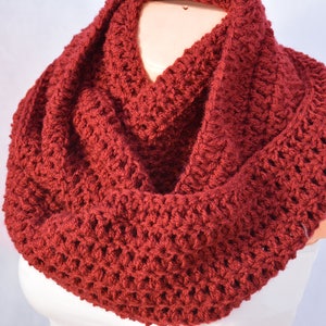 Crochet Infinity Scarf Cowl Neck Warmer Burgundy Choose Your Color image 3