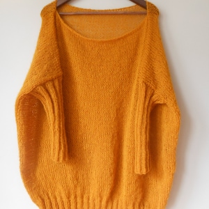Oversized Plus Size Hand Knit Sweater Tunic Loose Knit Women's Sweater Mustard Yellow